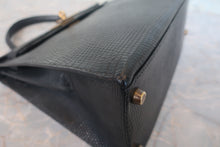 画像をギャラリービューアに読み込む, HERMES/エルメス ケリー28 リザード ブラック 〇S刻印 ショルダーバッグ 800020026