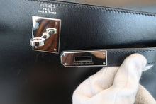 画像をギャラリービューアに読み込む, HERMES/エルメス ケリー32 ボックスカーフ ブラック □D刻印 ハンドバッグ 700070235