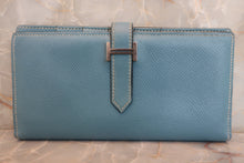 Load image into Gallery viewer, HERMES  Bearn Soufflet Epsom leather Blue jean □K Engraving Wallet 700090225
