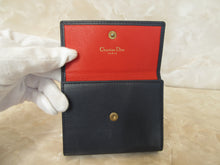 將圖片載入圖庫檢視器 Christian Dior/クリスチャンディオール Wホック財布  レザー  ネイビー/レッド  短財布  300010059