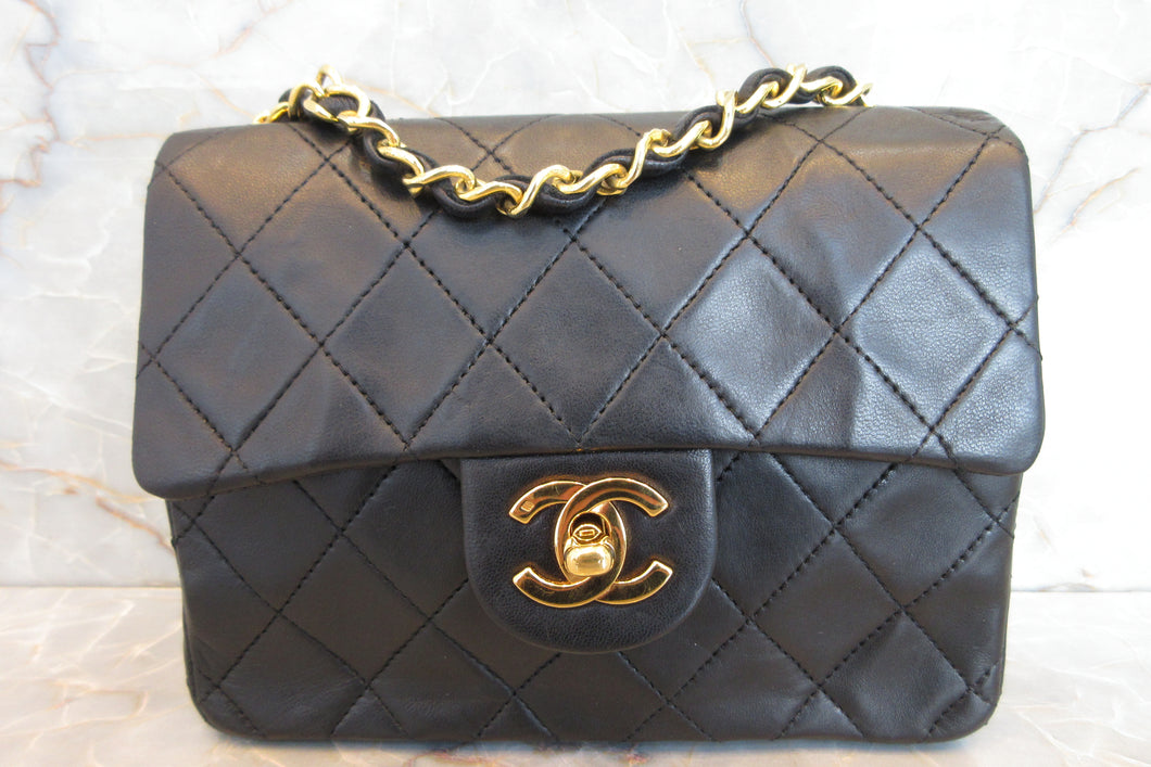 CHANEL/シャネル ミニマトラッセシングルフラップチェーンショルダーバッグ ラムスキン ブラック/ゴールド金具 ショルダーバッグ 700080016