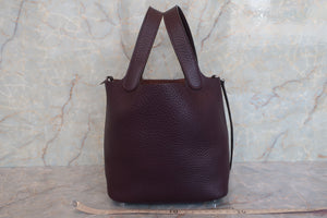 HERMES PICOTIN LOCK PM Clemence leather Raisin □R刻印 Hand bag 600080002