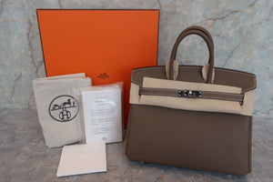 HERMES BIRKIN 25 Togo leather Etoupe gray D Engraving Hand bag 700060108