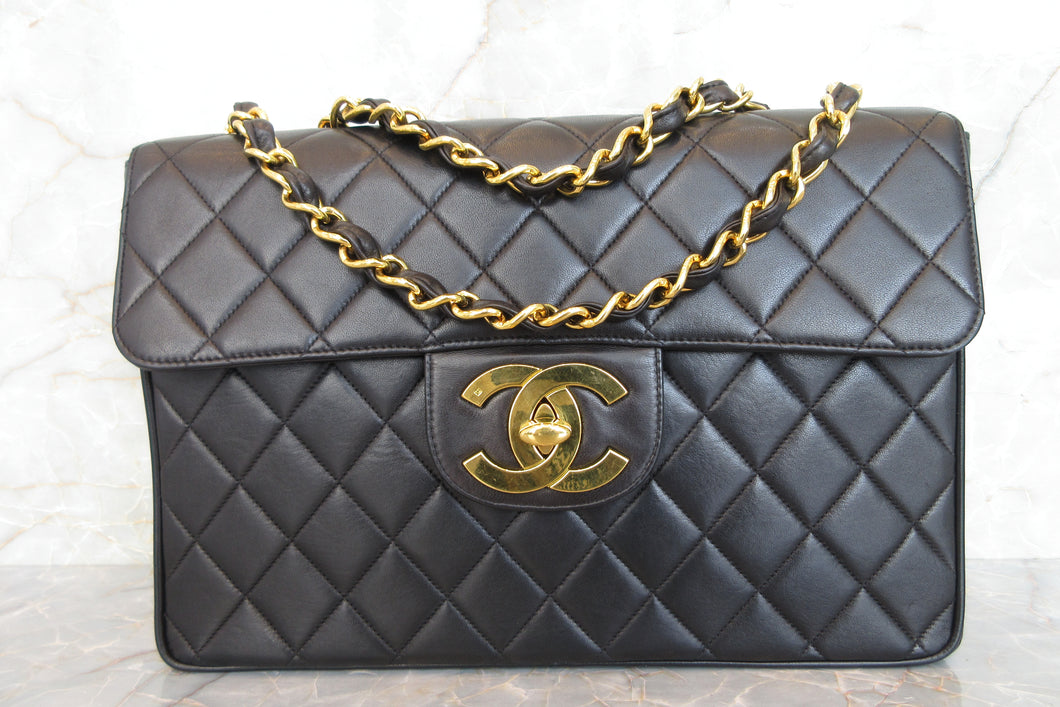 CHANEL/シャネル 中マトラッセシングルフラップチェーンショルダーバッグ ラムスキン ブラック/ゴールド金具 ショルダーバッグ 700080168