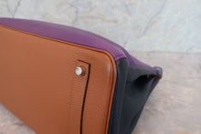 Load image into Gallery viewer, HERMES BIRKIN 35 Arlequin Clemence leather Ultravaiolet/Etain/Blue lin/Etoupe gray/Blue obscurs/Gold □Q Engraving Hand bag 700100062
