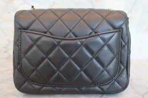 CHANEL/香奈儿 迷你CF 链条包 羊皮 Black/Gold hadware(黑色/金色金属) 肩背包 700070250
