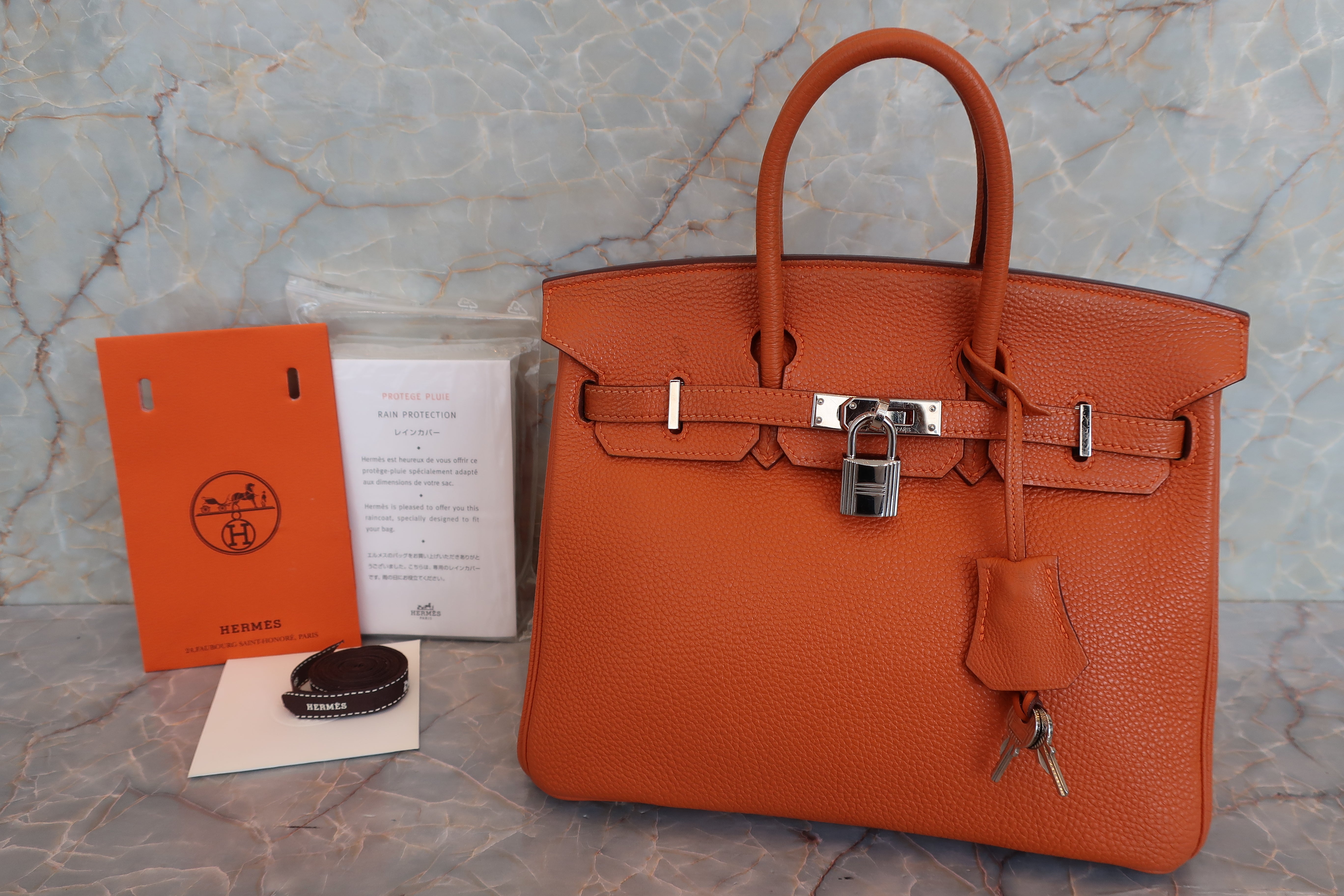 HERMES／エルメス バーキン25 トゴ オレンジ □I刻印 ハンドバッグ