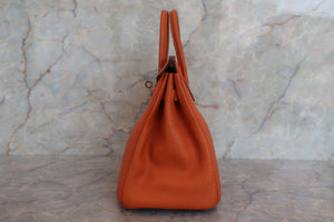HERMES／エルメス バーキン25 トゴ オレンジ □I刻印 ハンドバッグ 700060078
