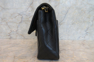 CHANEL/シャネル マトラッセWフラップWチェーンショルダーバッグ ラムスキン ブラック/ゴールド金具 ショルダーバッグ 700080018
