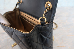 CHANEL/香奈儿 迷你CF 链条包 羊皮 Black/Gold hadware(黑色/金色金属) 肩背包 700070250