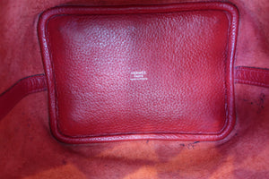 HERMES PICOTIN LOCK PM Clemence leather Rouge casaque □P Engraving Hand bag 600080012