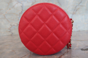 CHANEL/シャネル マトラッセラウンドチェーンショルダーバッグ キャビアスキン レッド/ゴールド金具 ショルダーバッグ 700090026