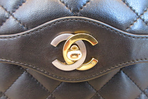 CHANEL/シャネル パリ限定マトラッセダブルフラップチェーンショルダーバッグ ラムスキン ブラック/ゴールド金具 ショルダーバッグ 600120123