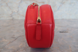 CHANEL/シャネル マトラッセラウンドチェーンショルダーバッグ キャビアスキン レッド/ゴールド金具 ショルダーバッグ 700090026