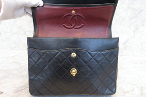 CHANEL/シャネル マトラッセWフラップWチェーンショルダーバッグ ラムスキン ブラック/ゴールド金具 ショルダーバッグ 700080018