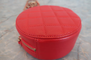 CHANEL/シャネル マトラッセラウンドチェーンショルダーバッグ キャビアスキン レッド/ゴールド金具 ショルダーバッグ 700090026