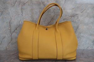 HERMES  GARDEN PARTY PM Negonda leather Jaune □N Engraving Tote bag 700060169