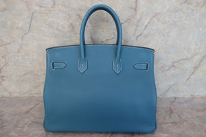 HERMES／エルメス バーキン35 トリヨンクレマンス ブルージーン □J刻印 ハンドバッグ 600110214