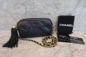 CHANEL/シャネル ココマークフリンジチェーンショルダーバッグ ラムスキン ネイビー/ゴールド金具 ショルダーバッグ 700070210