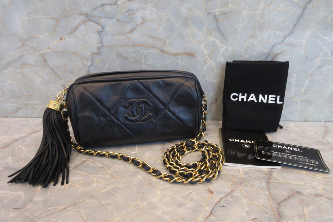 CHANEL/シャネル ココマークフリンジチェーンショルダーバッグ ラムスキン ネイビー/ゴールド金具 ショルダーバッグ 700070210