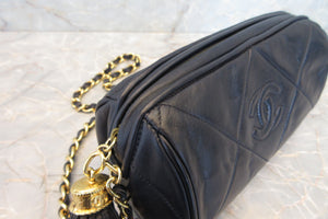 CHANEL/シャネル ココマークフリンジチェーンショルダーバッグ ラムスキン ネイビー/ゴールド金具 ショルダーバッグ 700070210