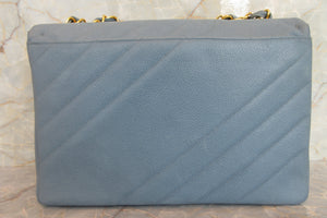 CHANEL/シャネル バイアスステッチチェーンショルダーバッグ キャビアスキン ライトブルー/ゴールド金具 ショルダーバッグ 700080186