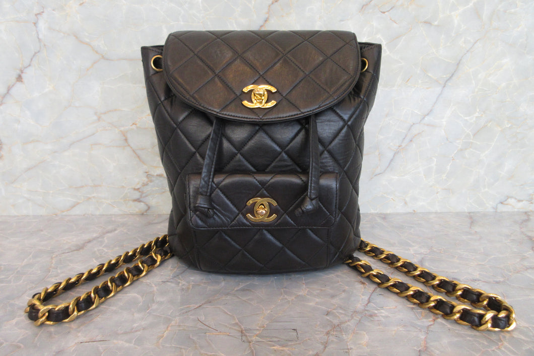 CHANEL/シャネル マトラッセチェーンリュック ラムスキン ブラック/ゴールド金具 リュック 700030083