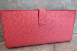 HERMES／エルメス ベアンスフレ ヴォーエプソン ローズリップスティック C刻印 財布 700060155