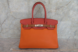HERMES／エルメス バーキン30 アルルカン トリヨンクレマンス オレンジ/サンギーヌ/ゴールド/ブルーラン/ブルーイドラ/エタン □Q刻印 ハンドバッグ 700070283