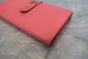 HERMES／エルメス ベアンスフレ ヴォーエプソン ローズリップスティック C刻印 財布 700060155