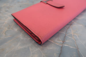 HERMES／エルメス ベアンスフレ ヴォーエプソン ローズリップスティック C刻印 財布 700060155