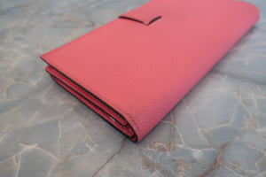 HERMES／エルメス ベアンスフレ ヴォーエプソン ローズリップスティック C刻印 財布 700060155