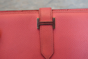 HERMES／エルメス ベアンスフレ ヴォーエプソン ローズリップスティック C刻印 財布 700060155