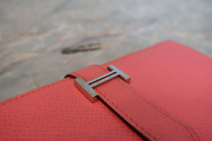 HERMES／エルメス ベアンスフレ ヴォーエプソン ローズリップスティック C刻印 財布 700060155