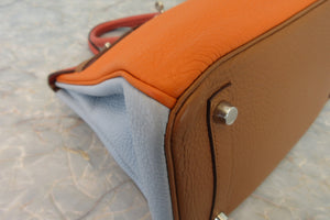 HERMES／エルメス バーキン30 アルルカン トリヨンクレマンス オレンジ/サンギーヌ/ゴールド/ブルーラン/ブルーイドラ/エタン □Q刻印 ハンドバッグ 700070283