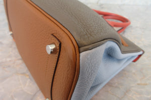 HERMES／エルメス バーキン30 アルルカン トリヨンクレマンス オレンジ/サンギーヌ/ゴールド/ブルーラン/ブルーイドラ/エタン □Q刻印 ハンドバッグ 700070283
