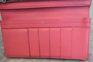 HERMES／エルメス ベアンスフレ ヴォーエプソン ローズリップスティック C刻印 財布 700060155