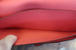 HERMES／エルメス ベアンスフレ ヴォーエプソン ローズリップスティック C刻印 財布 700060155