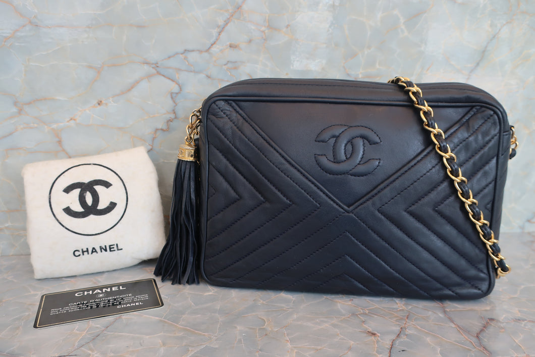 CHANEL/シャネル フリンジチェーンショルダーバッグ ラムスキン ネイビー/ゴールド金具 ショルダーバッグ 700060287