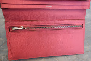 HERMES／エルメス ベアンスフレ ヴォーエプソン ローズリップスティック C刻印 財布 700060155