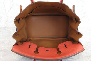 HERMES／エルメス バーキン30 アルルカン トリヨンクレマンス オレンジ/サンギーヌ/ゴールド/ブルーラン/ブルーイドラ/エタン □Q刻印 ハンドバッグ 700070283