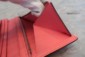 HERMES／エルメス ベアンスフレ ヴォーエプソン ローズリップスティック C刻印 財布 700060155