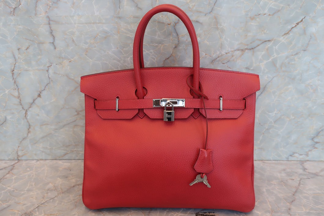 HERMES／エルメス バーキン35 アルデンヌ ルージュヴィフ □D刻印 ハンドバッグ 700070092
