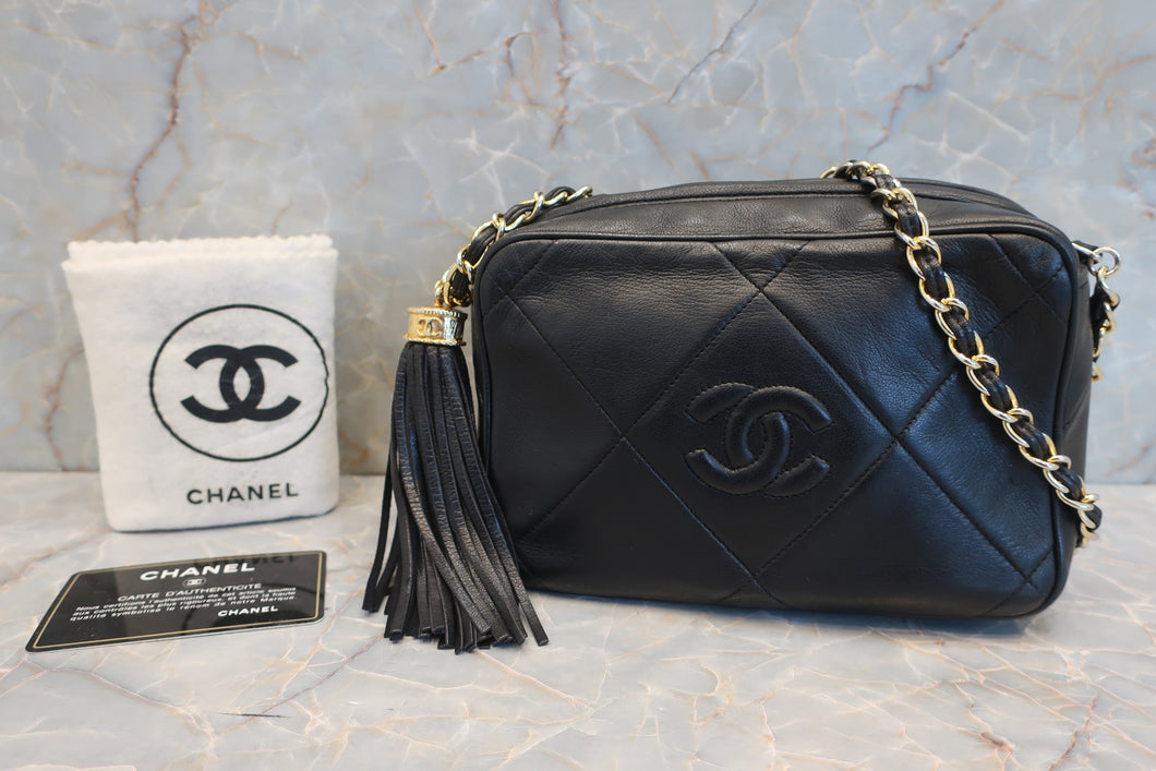 CHANEL CC mark fringe chain shoulder bag Lambskin Black/Gold hadware Shoulder bag 600110183