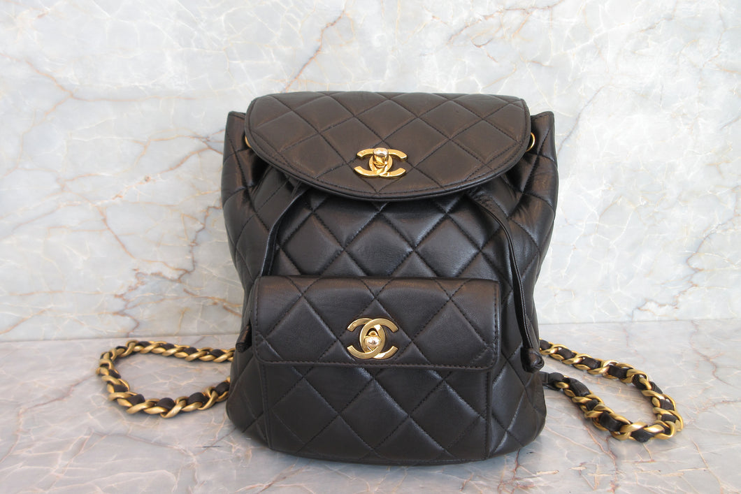 CHANEL/シャネル マトラッセチェーンリュック ラムスキン ブラック/ゴールド金具 リュック 700080045