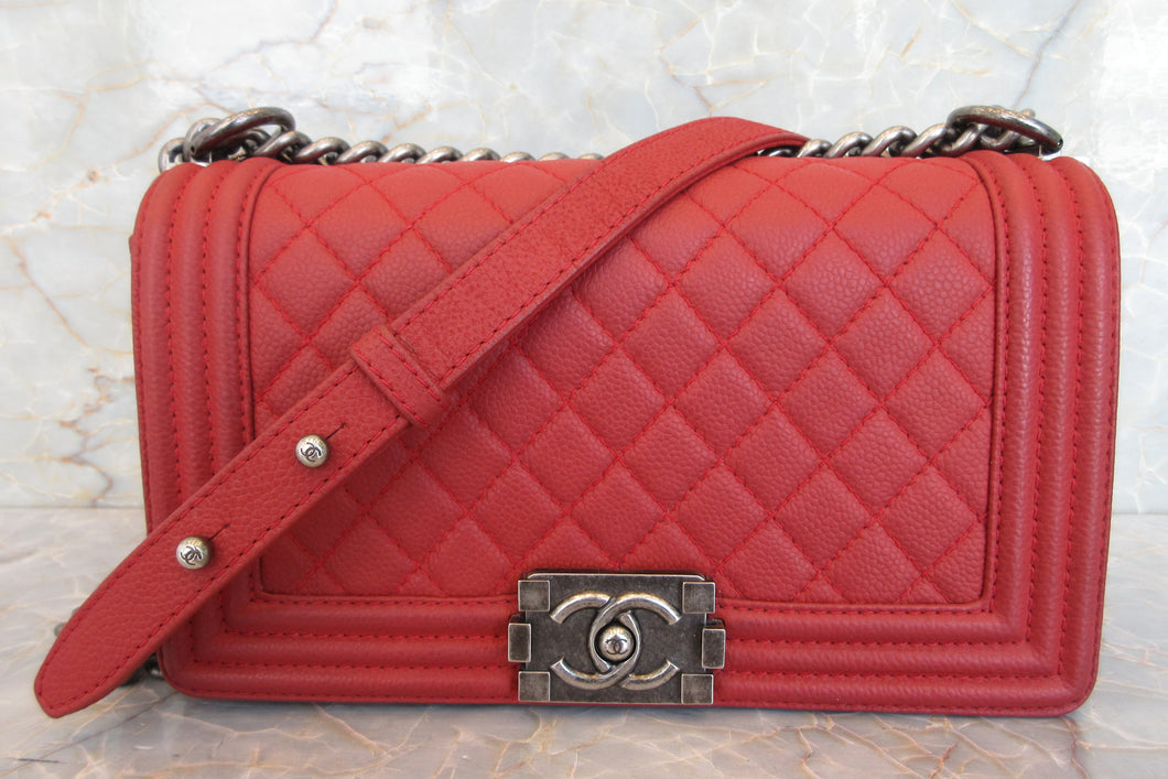 CHANEL/シャネル ボーイシャネルチェーンショルダーバッグ ソフトキャビアスキン レッド/シルバー金具 ショルダーバッグ 700070069