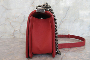 CHANEL/シャネル ボーイシャネルチェーンショルダーバッグ ソフトキャビアスキン レッド/シルバー金具 ショルダーバッグ 700070069
