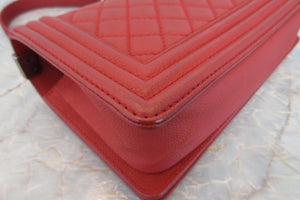 CHANEL/シャネル ボーイシャネルチェーンショルダーバッグ ソフトキャビアスキン レッド/シルバー金具 ショルダーバッグ 700070069