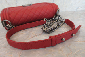 CHANEL/シャネル ボーイシャネルチェーンショルダーバッグ ソフトキャビアスキン レッド/シルバー金具 ショルダーバッグ 700070069