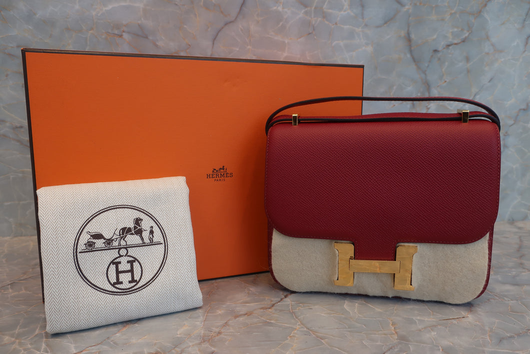 HERMES CONSTANCE3 MINI Epsom leather Rouge Grenet X刻印 Shoulder bag 600100008